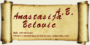 Anastasija Belović vizit kartica